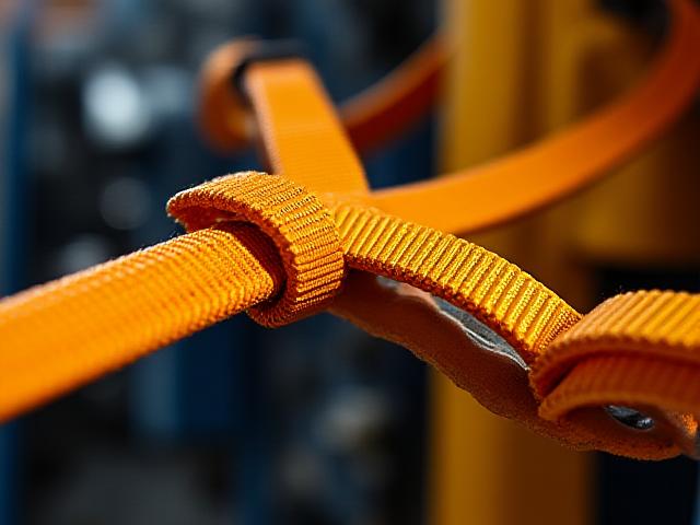 Close up of professional ratcheting straps and chains on a heavy load