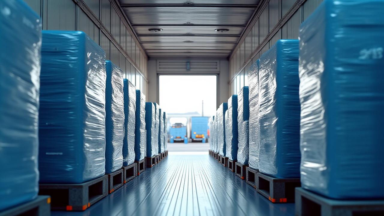 Consolidated cargo pallets inside a modern transport vehicle
