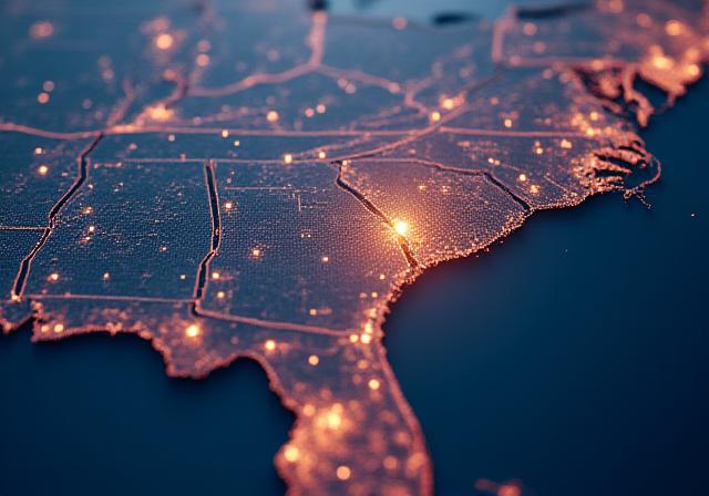 Map of the Southeastern US highlighting Charleston logistics routes